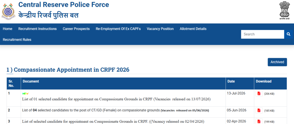 CRPF Head Constable Recruitment 2026